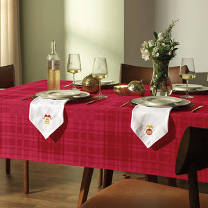 Toalha de Mesa Retangular 8 Lugares Tartan Vermelho 1,80m x 2,70m