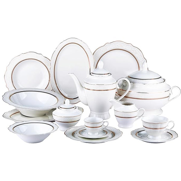 Aparelho de Jantar Trésor 50 Peças Borda Dourada Full Fit
