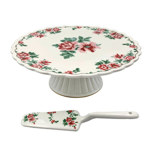 Prato Bolo Base e Espetula - Mon Cheri - New Bone China  L Hermitage