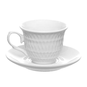 Jogo Xícara Café com Pires de Porcelana Asdra Branca 80ml 6 Peças Hauskraft