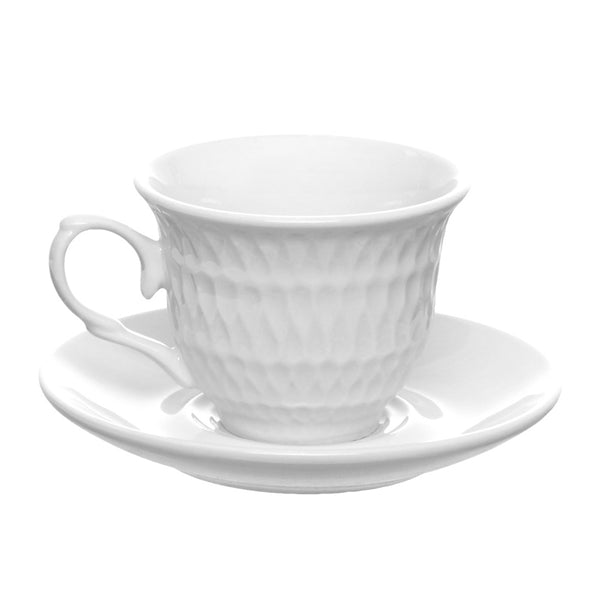 Jogo Xícara Café com Pires de Porcelana Asdra Branca 80ml 6 Peças Hauskraft