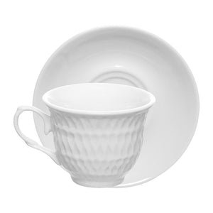 Jogo Xícara Café com Pires de Porcelana Asdra Branca 80ml 6 Peças Hauskraft