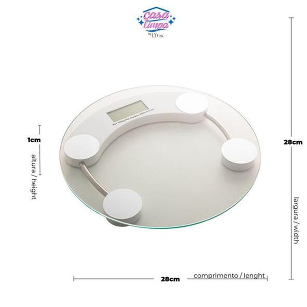 Balança Redonda de Vidro Digital para Banheiro 180kg- Lyor