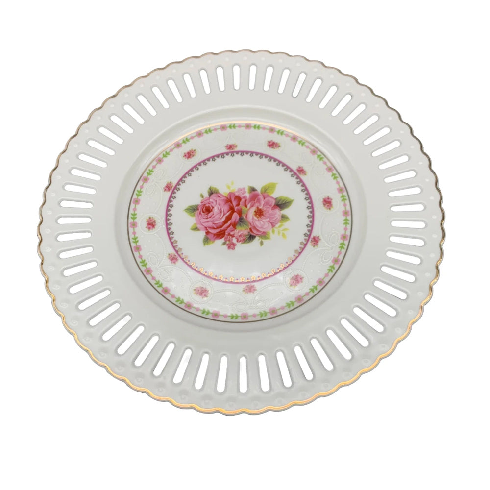 Prato raso Mon Cheri em new bone china com borda ouro D21cm