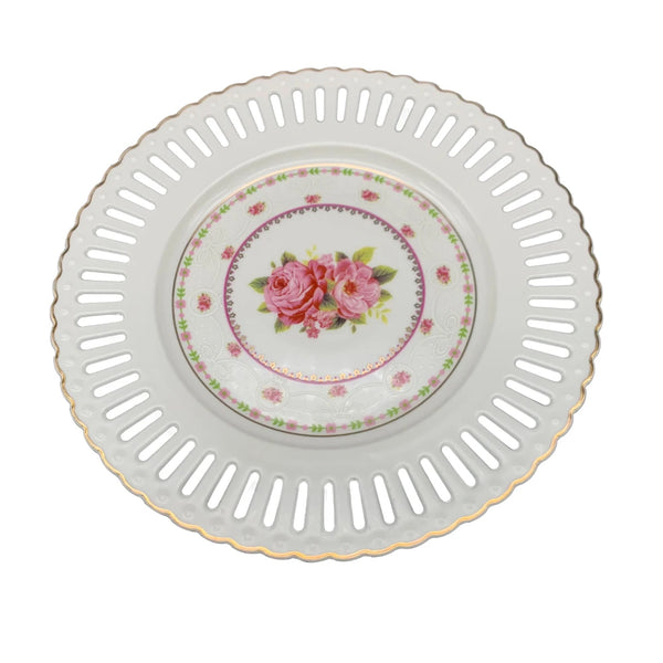 Prato raso Mon Cheri em new bone china com borda ouro D21cm