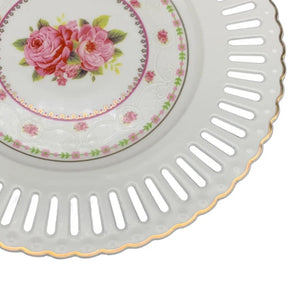 Prato raso Mon Cheri em new bone china com borda ouro D21cm