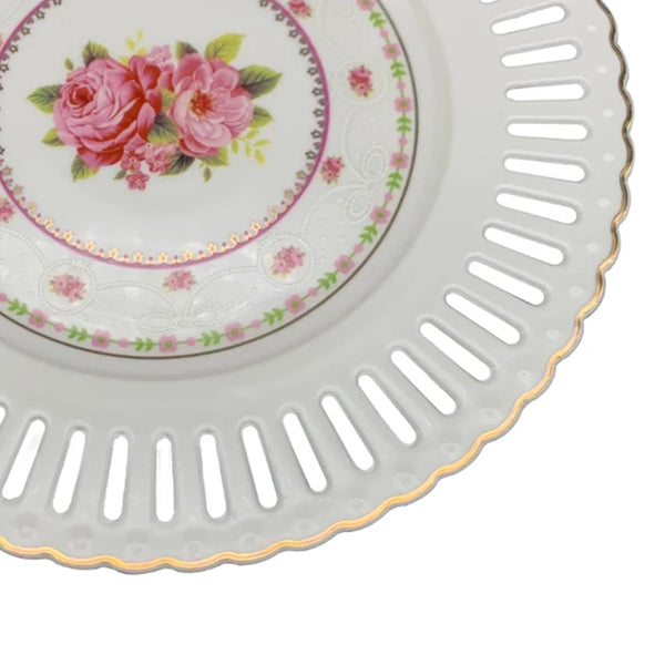 Prato raso Mon Cheri em new bone china com borda ouro D21cm
