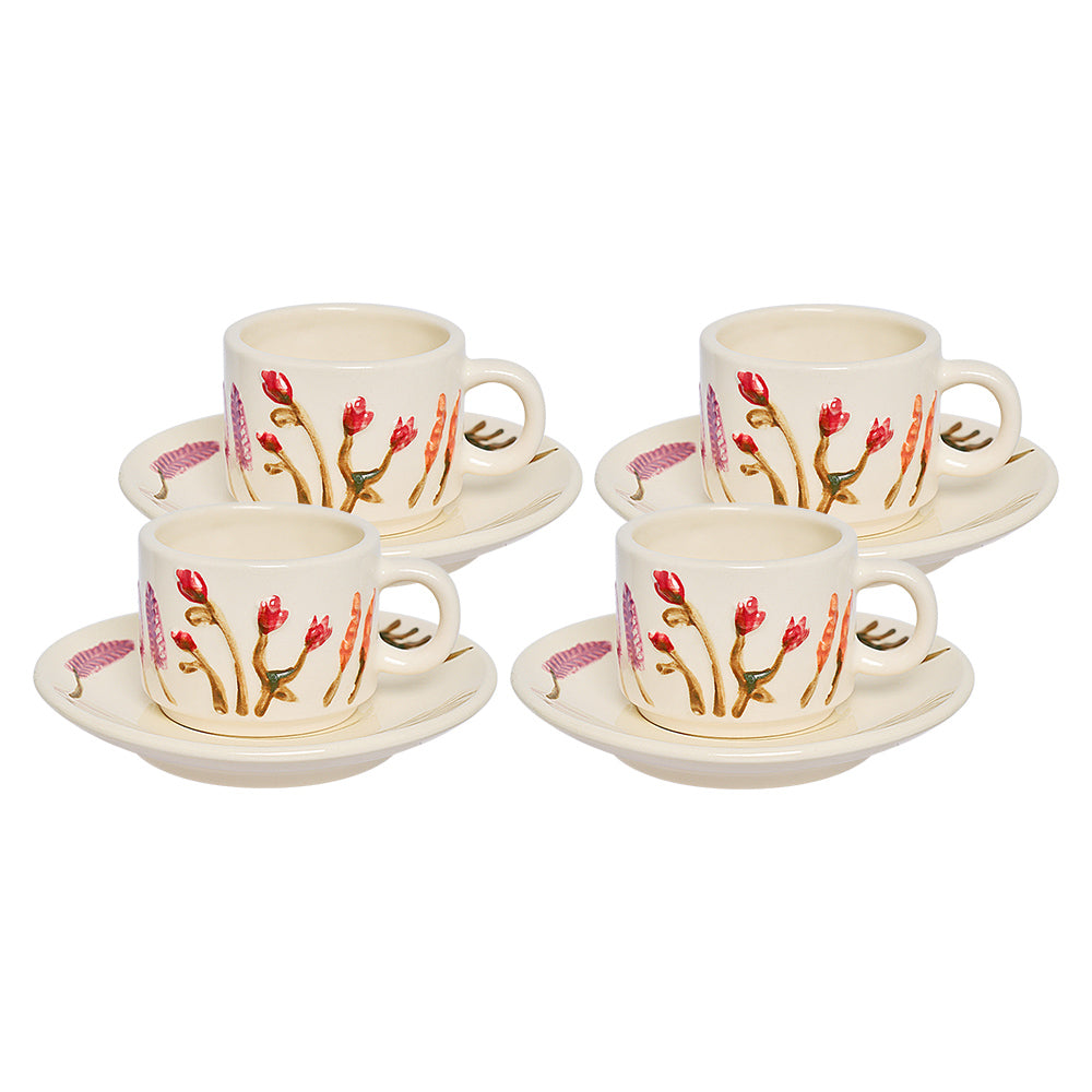 Xicara cafe florescer 90ml 4pc  Hauskraft