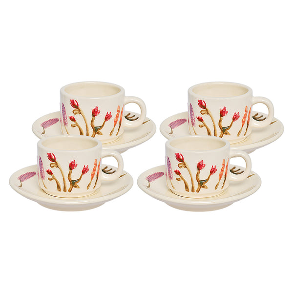 Xicara cafe florescer 90ml 4pc  Hauskraft