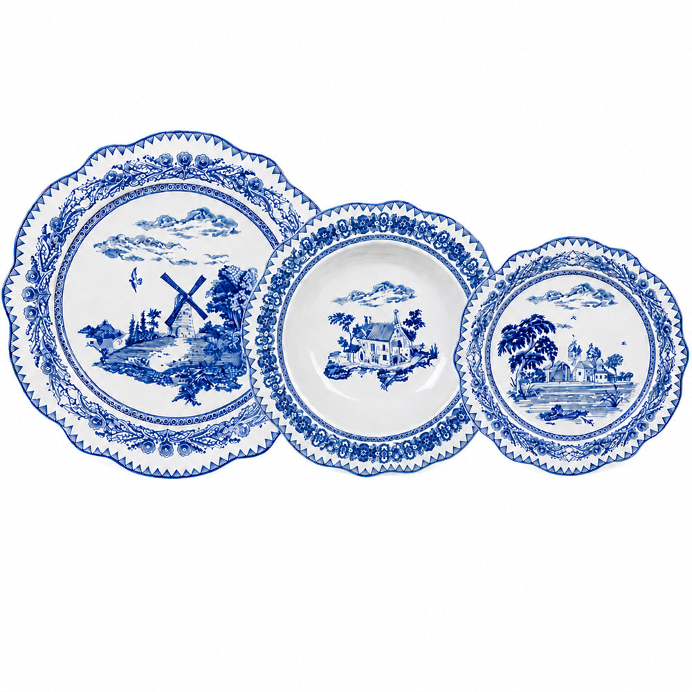 Aparelho de jantar em porcelana com 42 peças azul LHermitage
