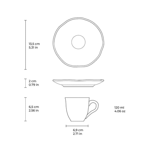 Xícara de Café Orgânico Preto Matte Com Pires Porto Brasil