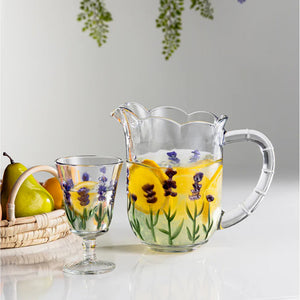 Conjunto Jarra e 6 Copos Lavanda Hand Painting - Lyor 1,5L