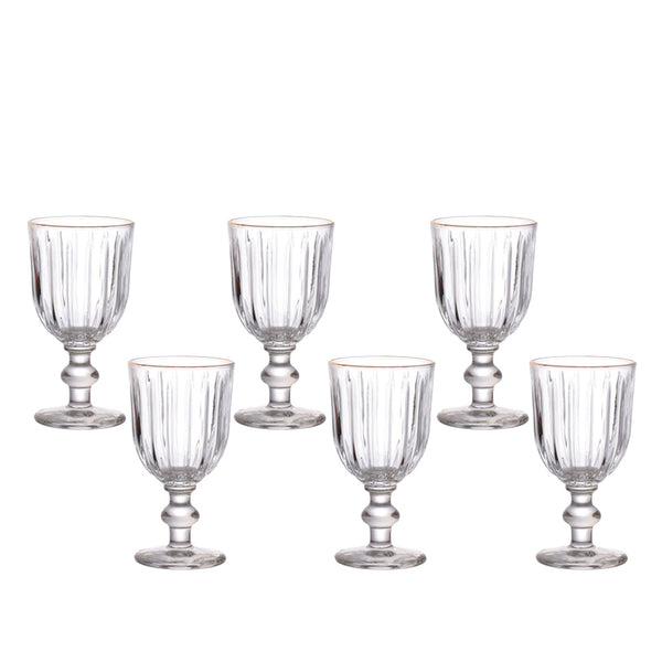Jogo de Taças Água/Vinho com Borda Dourada Hauskraft  260ML MELINA