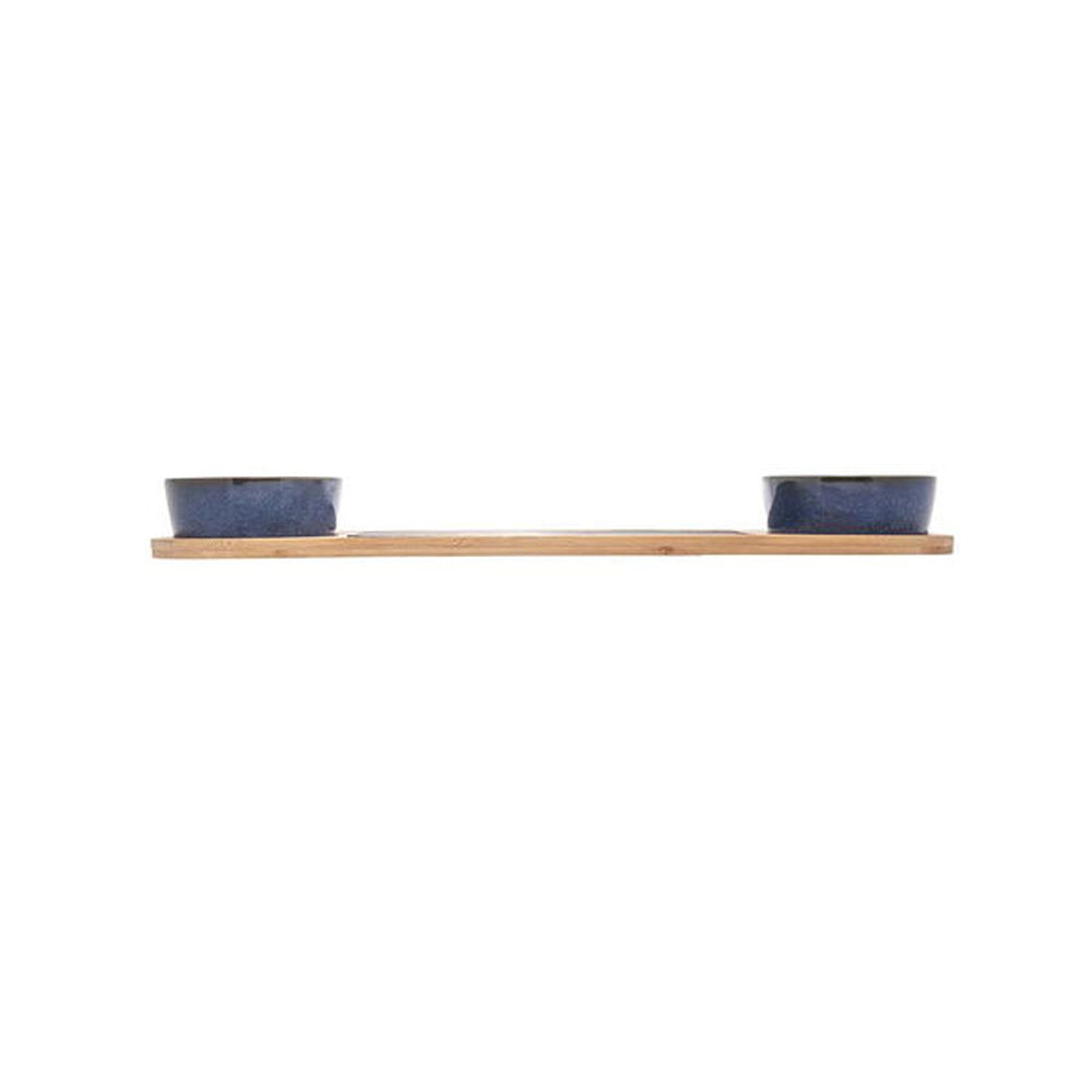 Jogo De Petisqueira Em Cerâmica Com Bandeja Bambu Lyor 12x40x4cm 4 Peças