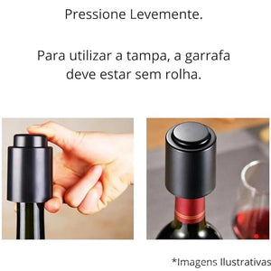 Tampa de pressão para garrafas de vinho Preto Brinox