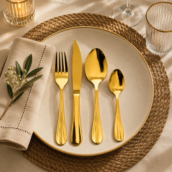 Conjunto de Talheres Aço Inox Dourado 24 Peças Casart
