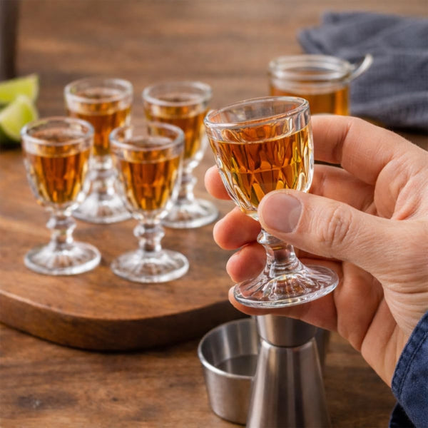 Jogo 6 Mini Taças de Vidro Diamante Premium 50 ml para Licor