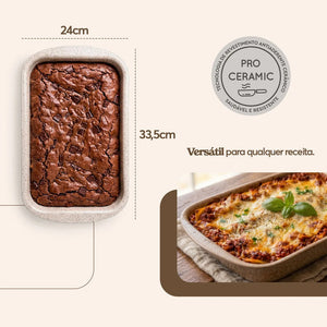 Assadeira Funda Ceramic Life Brinox Vanilla 33,5x24x5cm