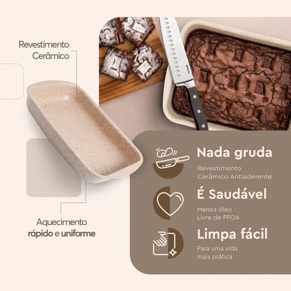 Assadeira Funda Ceramic Life Brinox Vanilla 33,5x24x5cm