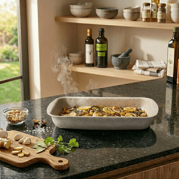 Assadeira Funda Ceramic Life Brinox Vanilla 33,5x24x5cm