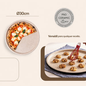 Forma de Pizza sem Furo Brinox Ceramic Life Vanilla 30x1,8cm