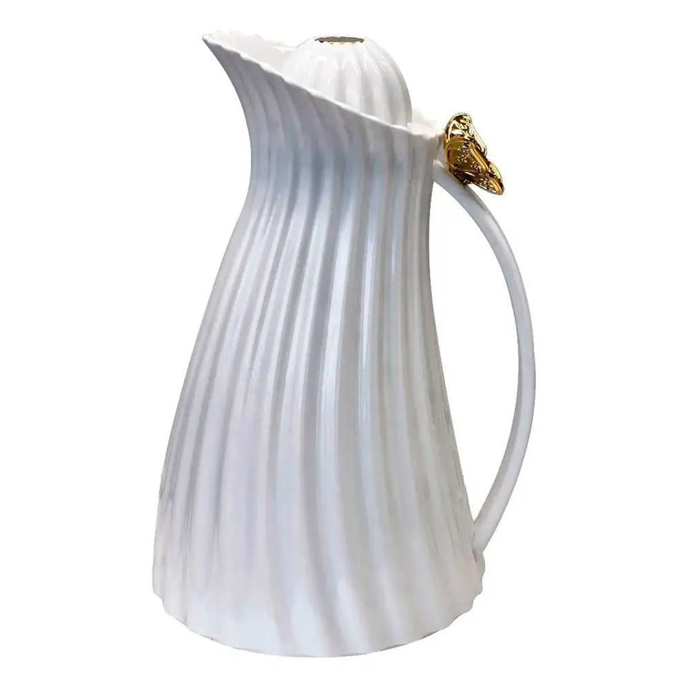 Garrafa Térmica Borboleta Branco/Dourado Linha Premium 1Litro
