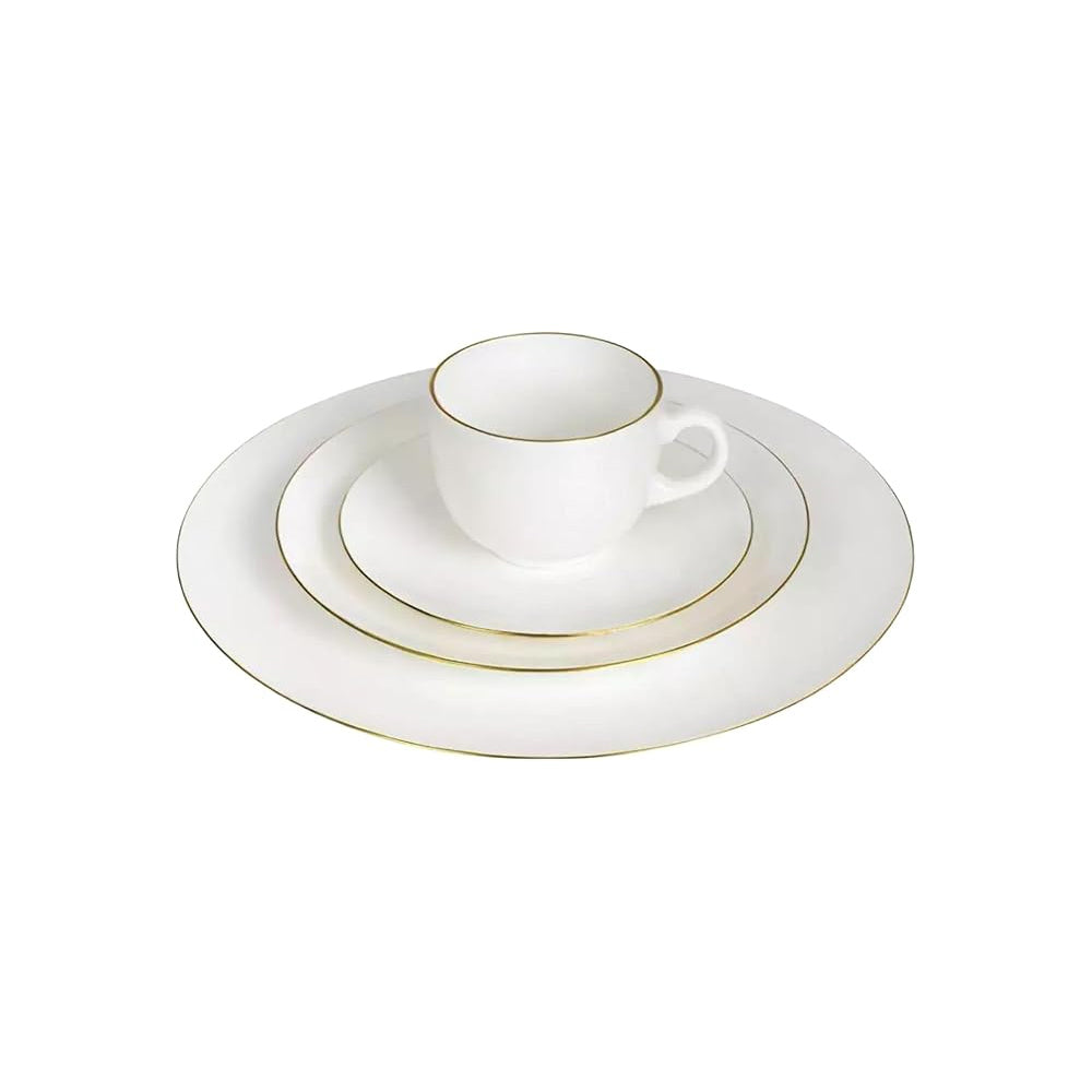 Aparelho de Jantar Catarina Branco com Borda Dourada 20 Peças Hauskraft