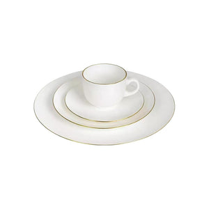 Aparelho de Jantar Catarina Branco com Borda Dourada 20 Peças Hauskraft