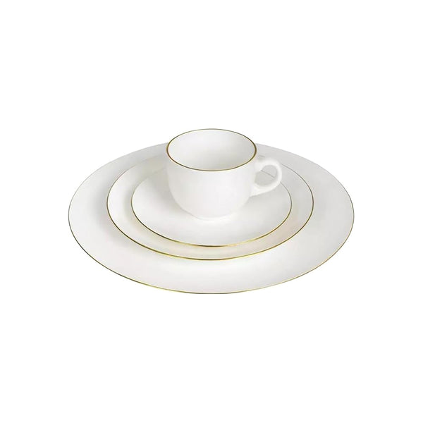 Aparelho de Jantar Catarina Branco com Borda Dourada 20 Peças Hauskraft