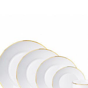 Aparelho de Jantar Catarina Branco com Borda Dourada 20 Peças Hauskraft