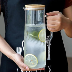 Jarra De Vidro Suco Água E Chá Com Tampa Bambu Doppio 1,2l - Hauskraft