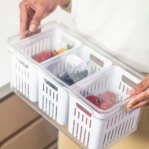 Organizador com cesto triplo Ou 5L Linha Clear Fresh