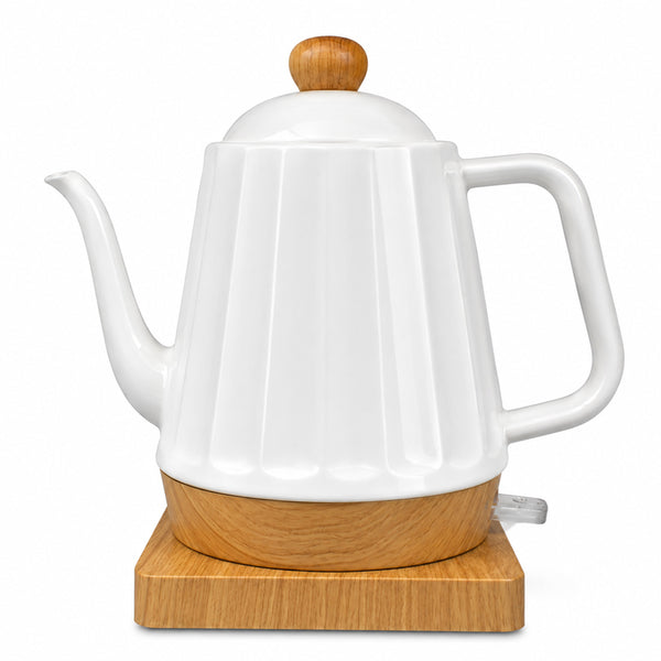 Chaleira Eletrica de Porcelana Elegance Branca Bambu 1L Tuut 220v