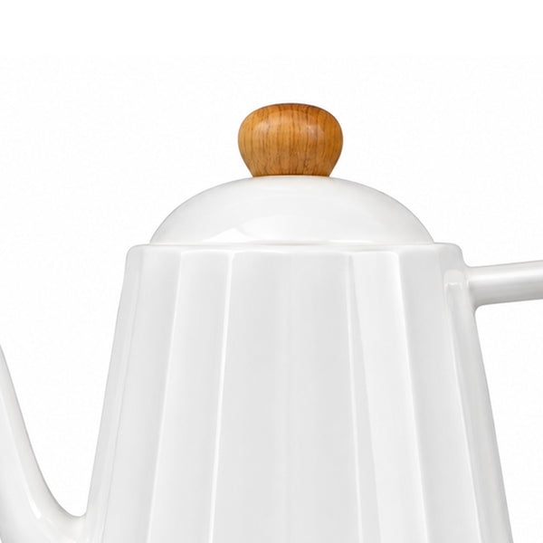 Chaleira Eletrica de Porcelana Elegance Branca Bambu 1L Tuut 220v