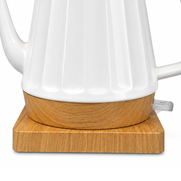 Chaleira Eletrica de Porcelana Elegance Branca Bambu 1L Tuut 220v