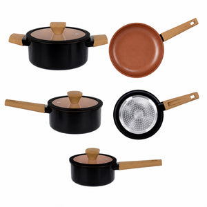 Jogo de Panelas Gourmet 5 Peças Preto Hauskraft