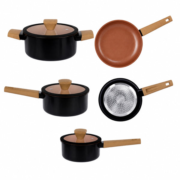 Jogo de Panelas Gourmet 5 Peças Preto Hauskraft