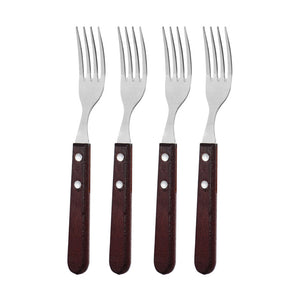 Garfo Jumbo P/Churrasco de Inox C/Cabo de Madeira Leme 4Pçs