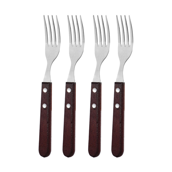 Garfo Jumbo P/Churrasco de Inox C/Cabo de Madeira Leme 4Pçs