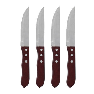 Faca Jumbo P/Churrasco de Inox com Cabo de Madeira Leme 4Pçs