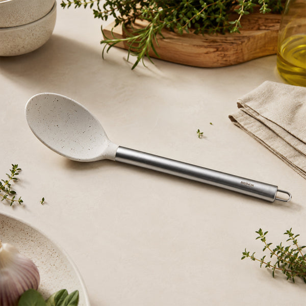 Colher Arroz Silicone  Cabo Inox Brinox Duo 33,5cm Vanilla