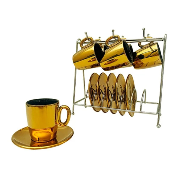 Jogo de 12 Peças para Café em New Bone China com Rack 80ml