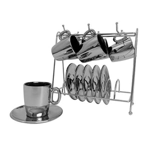 Jogo de 12 Peças para Café em New Bone China com Rack 80ml