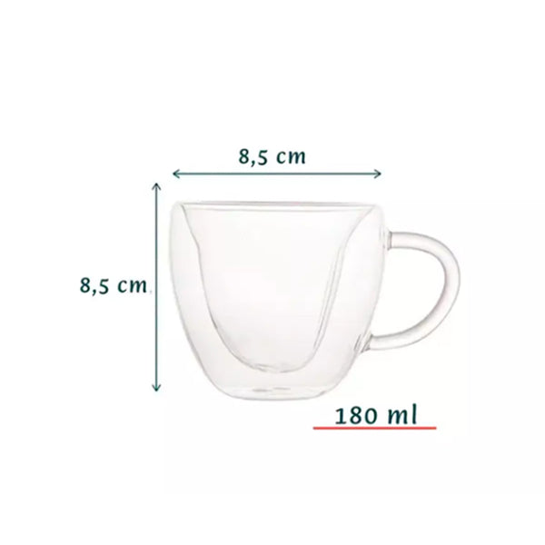Jogo De Xícaras De Café Coração 2 Peças - 180ml - Dolce Home