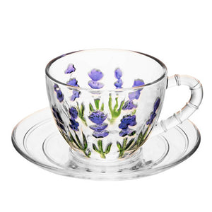 Xícara de Chá com Pires Lavanda Hand Painting 220ml – Lyor