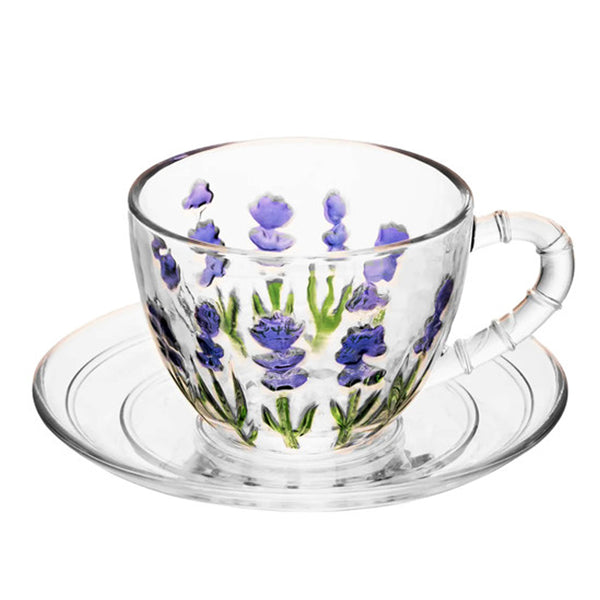 Xícara de Chá com Pires Lavanda Hand Painting 220ml – Lyor