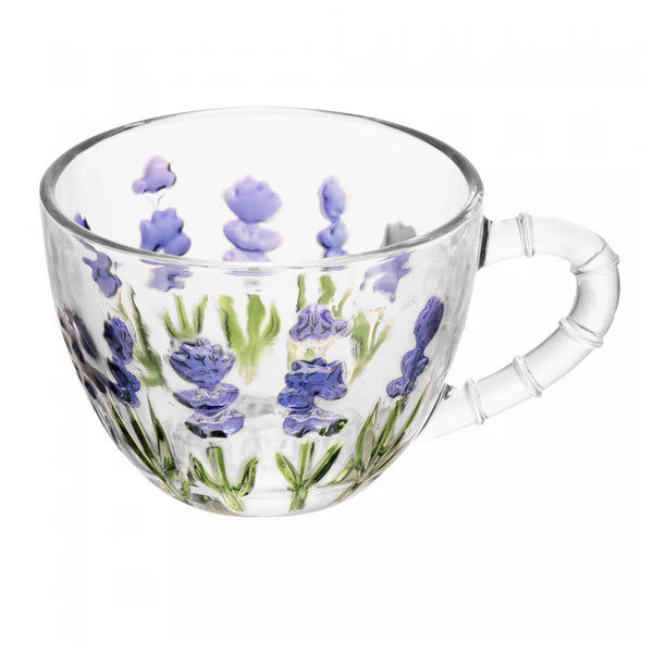 Xícara de Chá com Pires Lavanda Hand Painting 220ml – Lyor