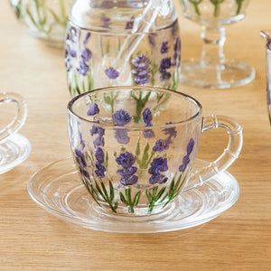 Xícara de Chá com Pires Lavanda Hand Painting 220ml – Lyor