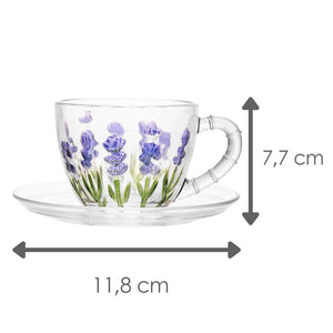 Xícara de Café C/Pires Lavanda Hand Painting 80ml- Lyor