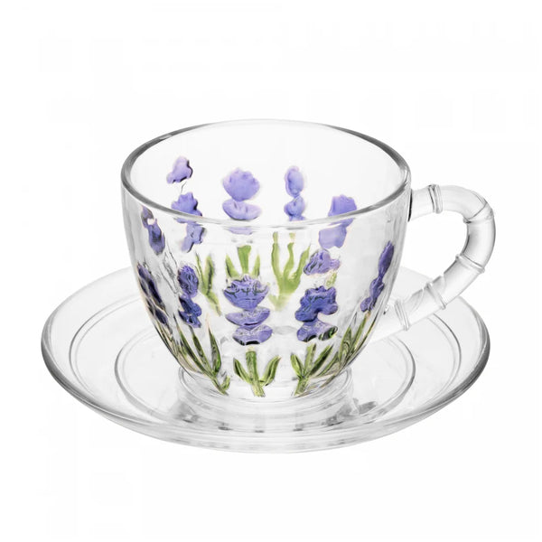 Xícara de Café com Pires Lavanda Hand Painting 180ml – Lyor